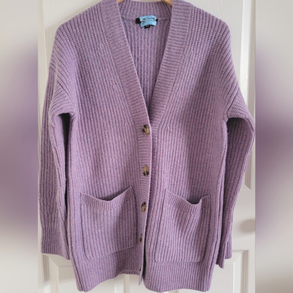 Cashmere Plaited Raglan Cardigan, Size XS - Picture 4 of 14